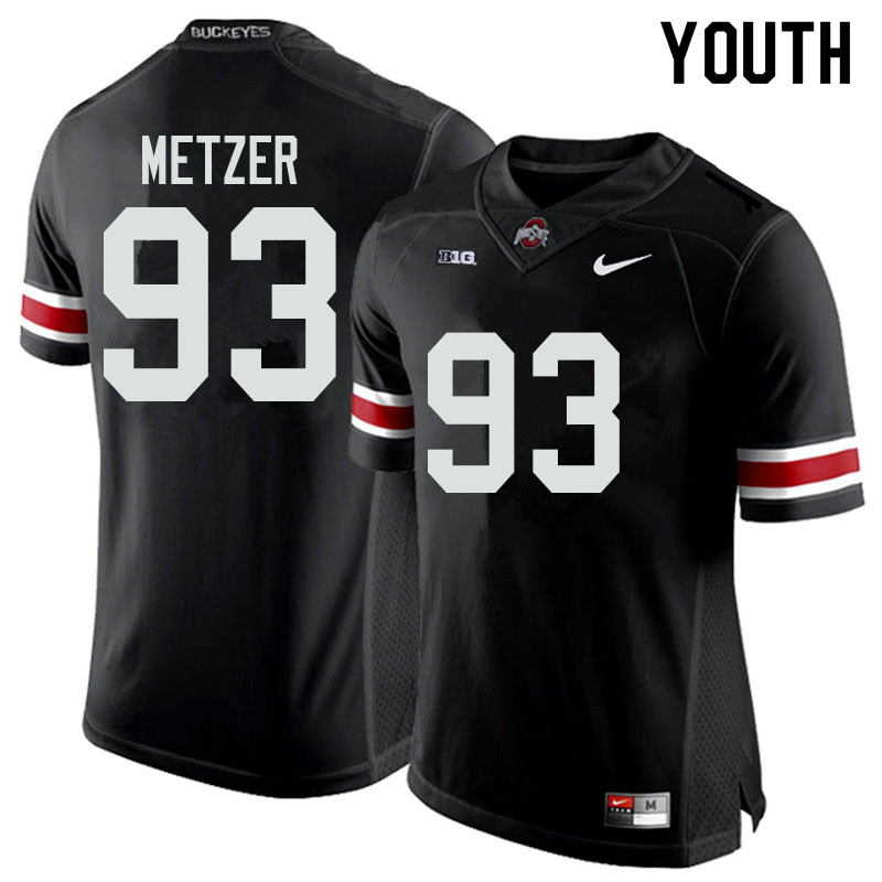 Ohio State Buckeyes Jake Metzer Youth #93 Black Authentic Stitched College Football Jersey